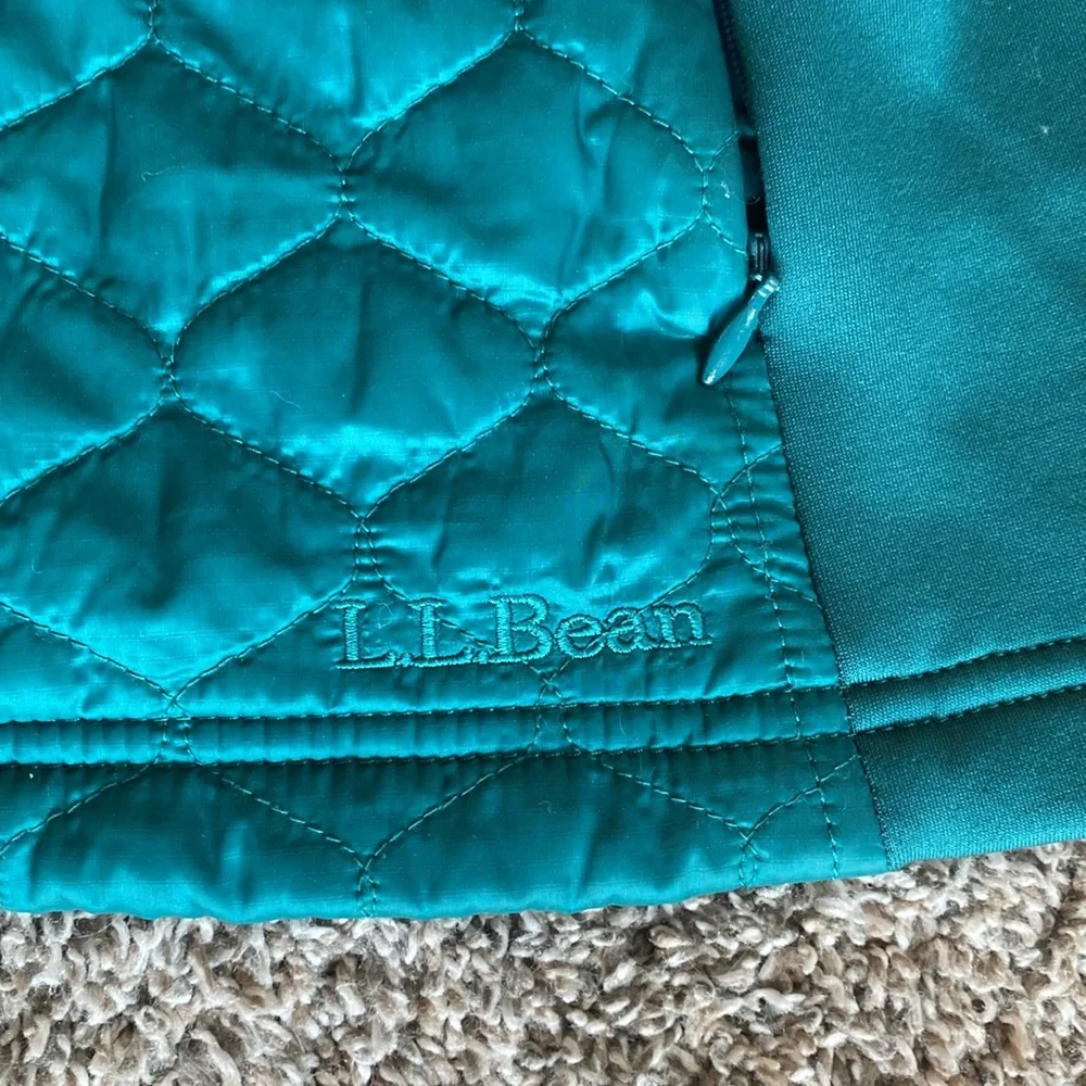 L.L. Bean EUC Teal Thinsulate Mock Collar Mixed Media Puffer Jacket, Women’s S - Picture 6 of 15